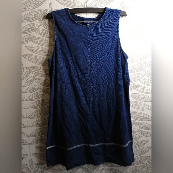 PureJill J Jill Indigo Blouse Sleeveless Tunic Length Cotton Modest Boho - Picture 1 of 7